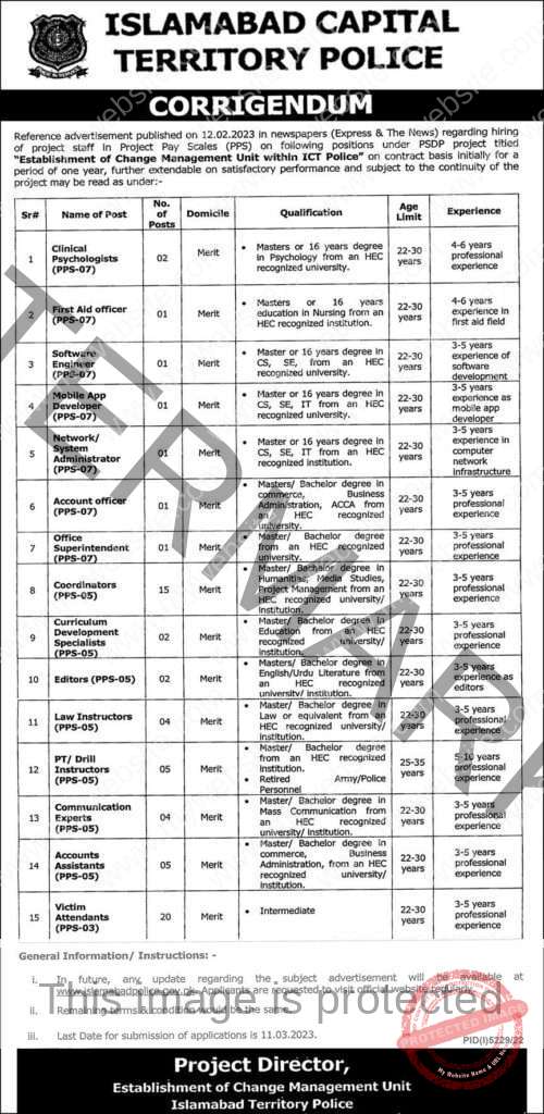 Islamabad Capital Territory Police Jobs 2 Islamabad Capital Territory Police Jobs
