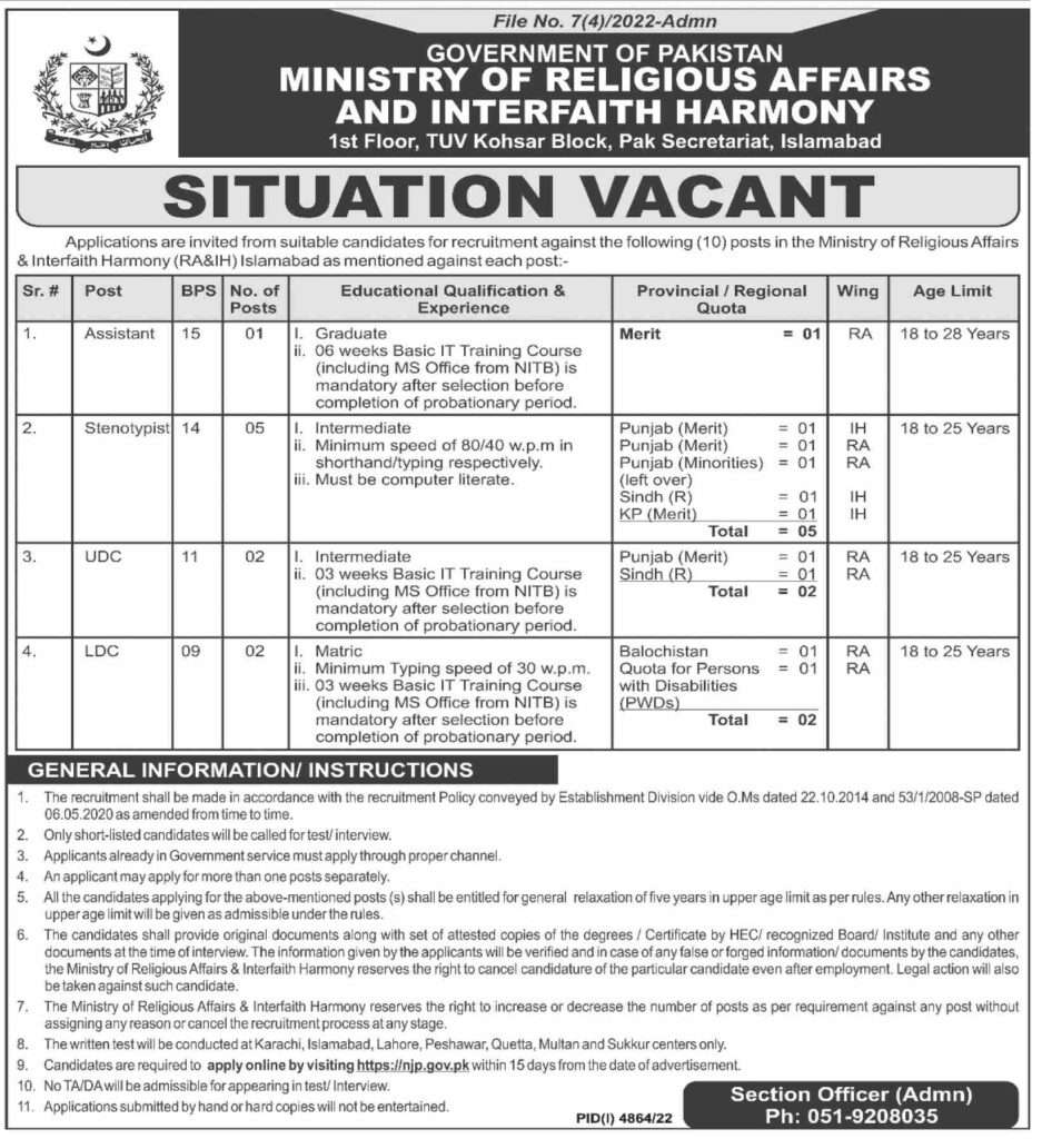 Ministry Of Religious Affairs Jobs