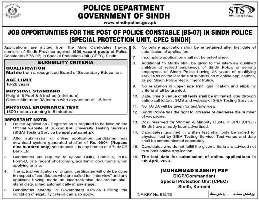 Sindh Police Spu Jobs