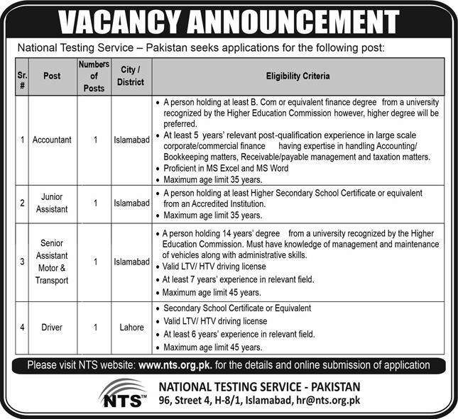 Nts Pakistan Jobs