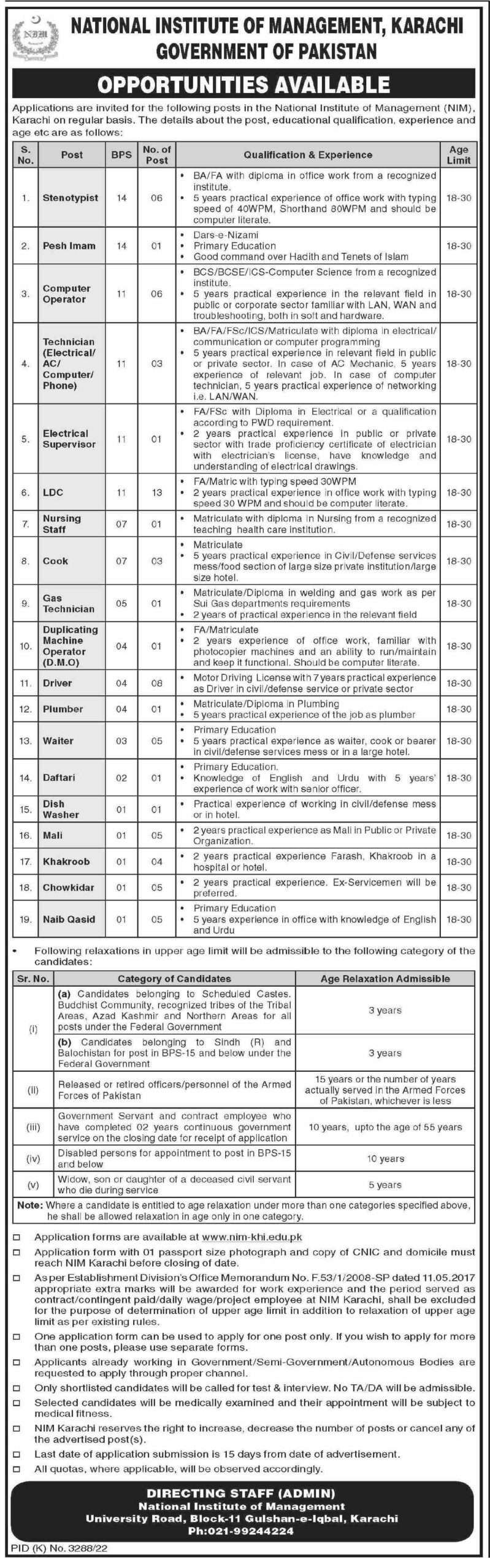 National Institute Of Management Jobs