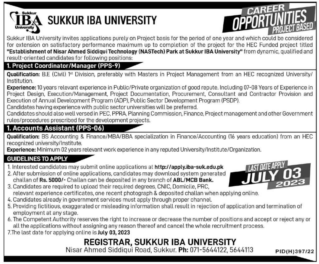 Iba Sukkur University Jobs