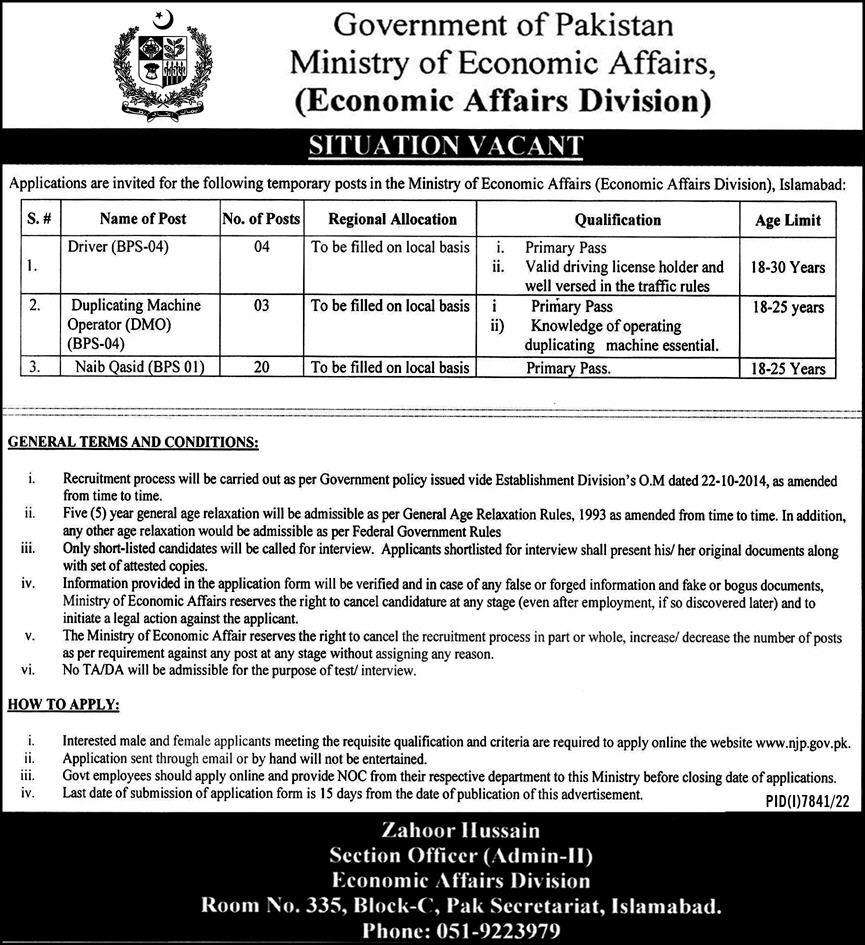 Ministry Of Economics Affairs Jobs