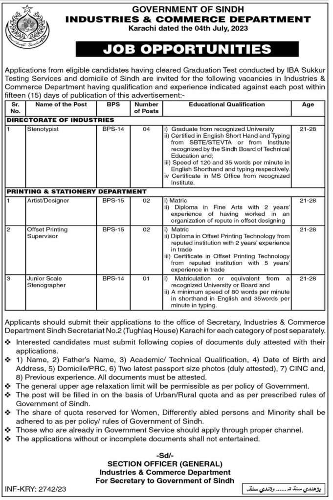 Industries And Commerce Department Jobs