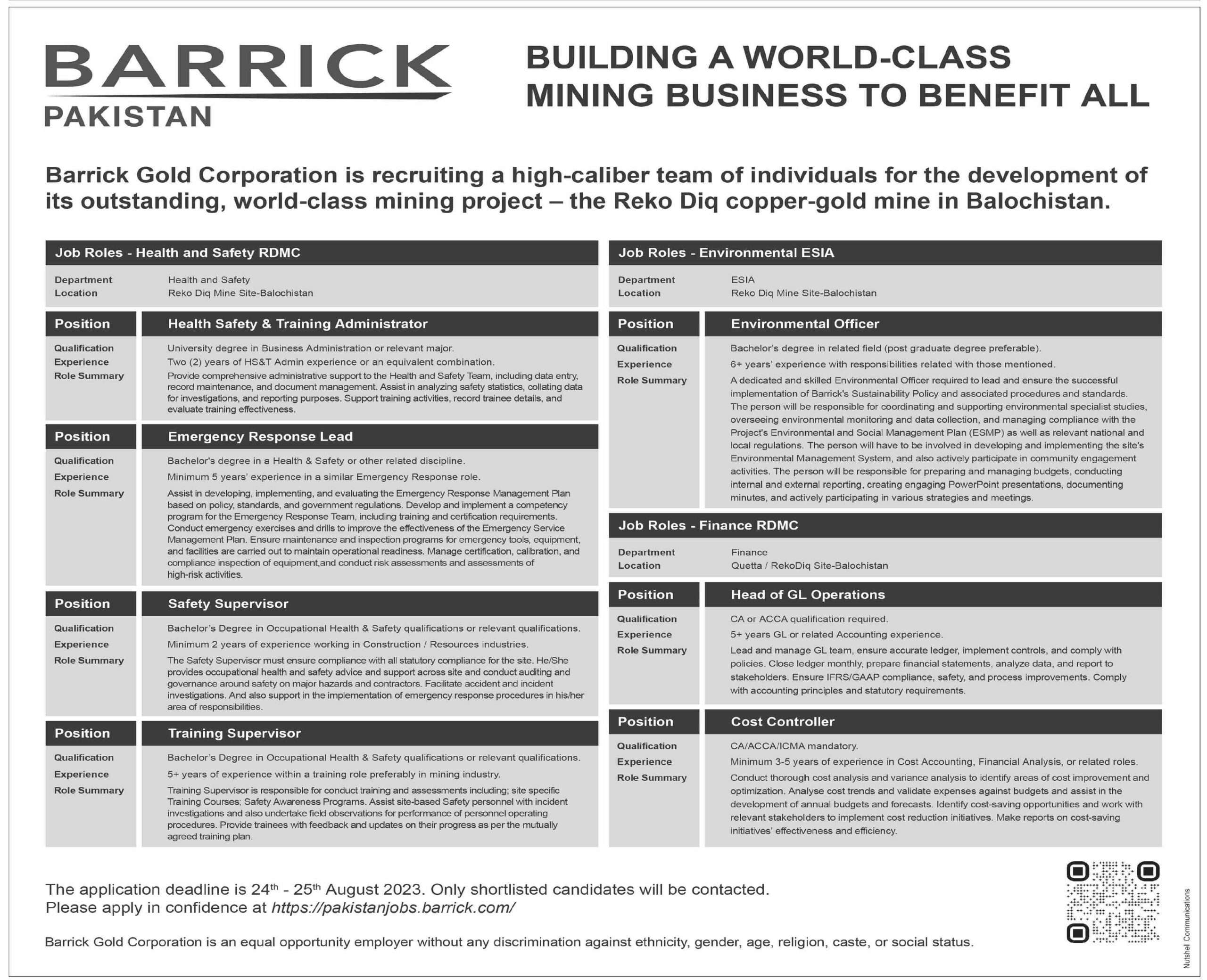 Barrick Copper And Gold Mine Jobs