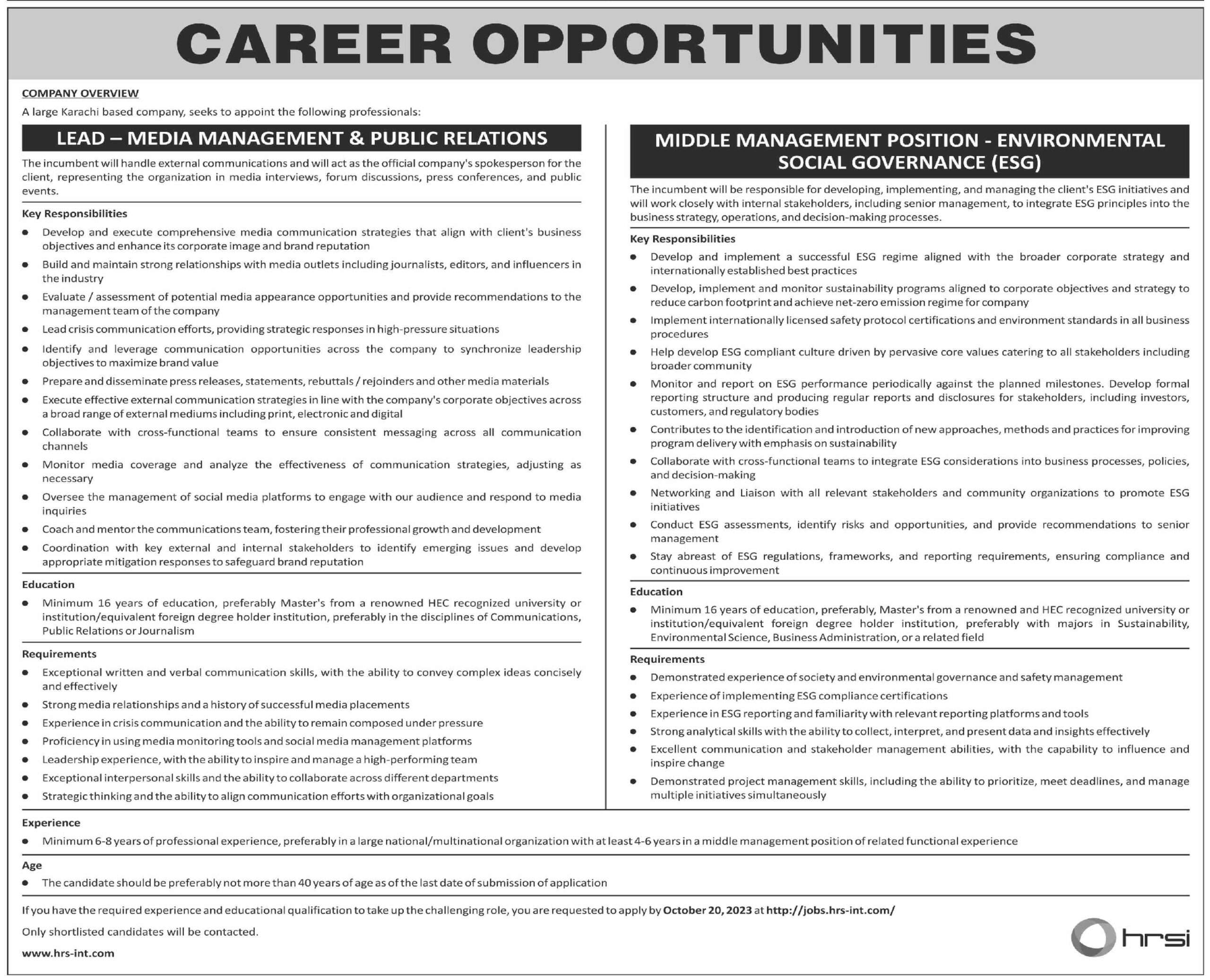 Private Company Karachi Jobs