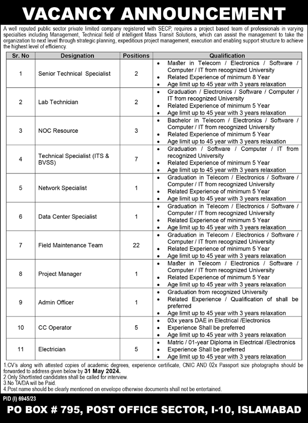 Public Sector Private Limited Company Secp Jobs Apply Online
