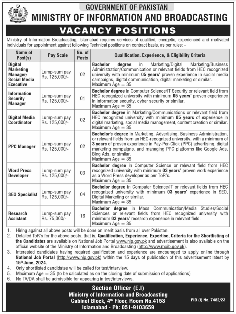 Ministry Of Information And Broadcasting Jobs 2024 Online Apply, Ministry Of Information And Broadcasting Jobs 2024 Online Apply Pakistan, Ministry Of Information And Broadcasting Jobs 2024 Online Apply Last, Ministry Of Information And Broadcasting Pakistan Jobs, Ministry Of Information Technology And Telecommunication Jobs, Current Minister Of Information And Broadcasting Pakistan, Ministry Of Information And Broadcasting Pakistan Address, Ministry Of Information And Broadcasting Application Form, Ministry Of Information And Broadcasting Contact Number,