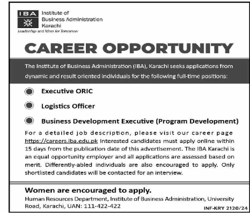 Latest Institute Of Business Administration Iba Management Jobs 2024 Karachi, Recent Career Opportunities Announces At Iba Karachi, Iba Karachi Jobs 2024, Iba Karachi Jobs Salary, Iba Jobs Apply Online, Iba Jobs Sindh, Iba Jobs Advertisement, Iba Jobs 2024, Iba Job Portal, Iba Government Jobs, Iba Job Application Form,
