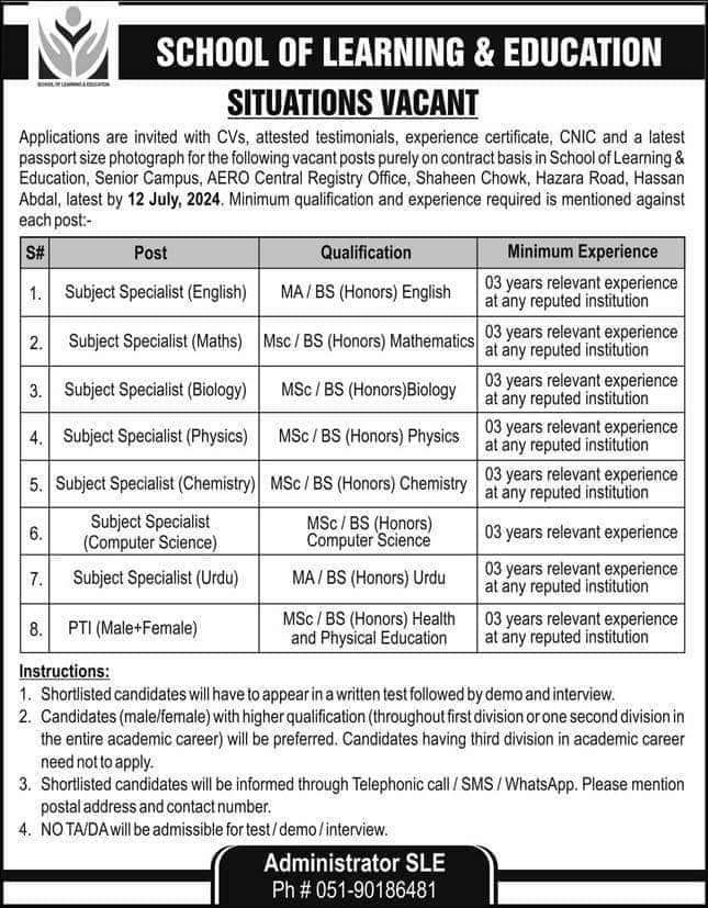 School Of Learning And Education Sle Teaching Jobs 2024, Opportunities At The School Of Learning And Education (Sle), Latest School Of Learning And Education Sle Teaching Jobs 2024, School Of Learning And Education Jobs 2024 Punjab, School Of Learning And Education Jobs 2024 Online Apply, School Of Learning And Education Jobs 2024 In Pakistan, School Of Learning And Education Jobs 2024 Rawalpindi, School Of Learning And Education Jobs 2024 Lahore, Education Department Jobs 2024, Education Department Jobs Online Apply,