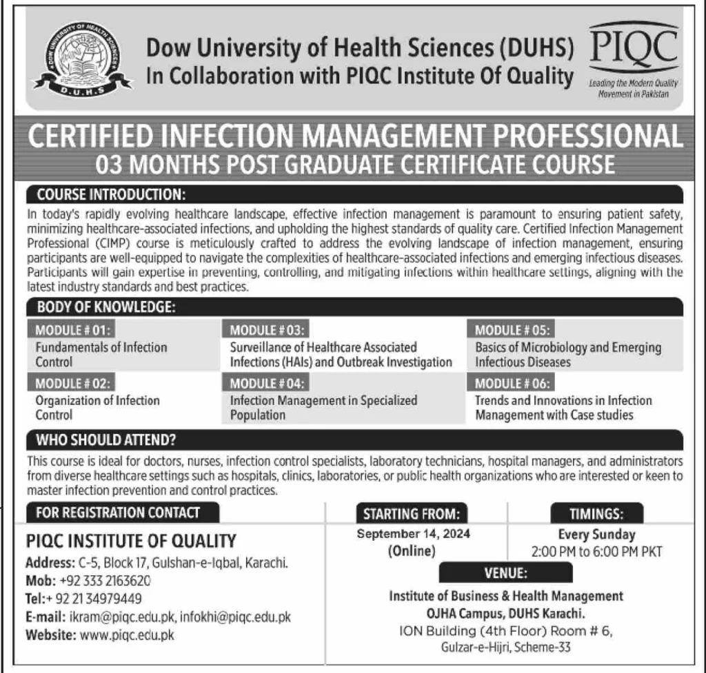 Management Professional Course at Dow University 2024 Today 2 Management Professional Course at Dow University 2024 Today