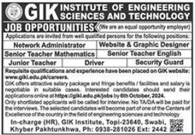 Latest Jobs at GIK Institute of Engineering Sciences 2024 2 Latest Jobs at GIK Institute of Engineering Sciences