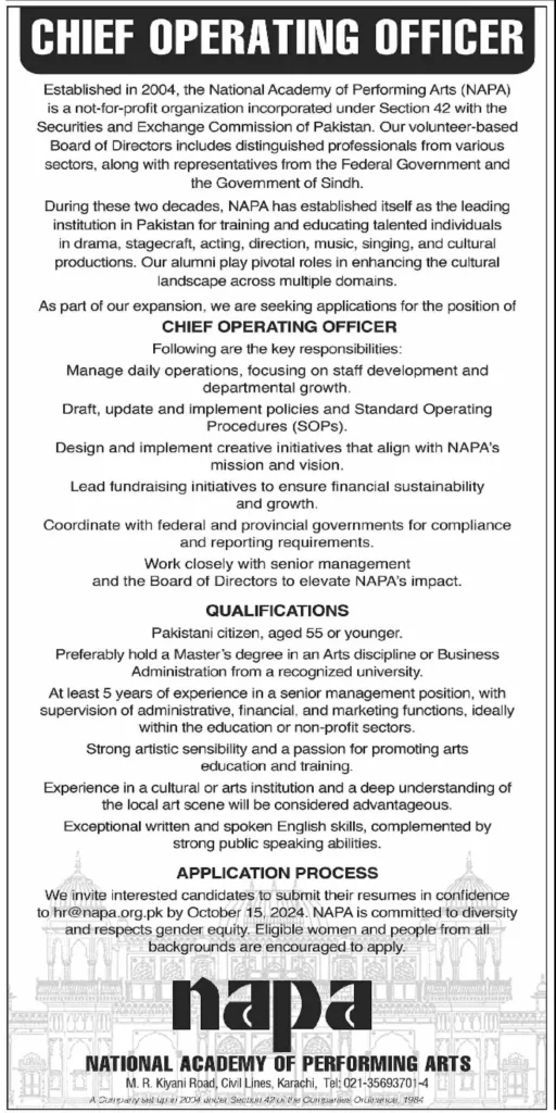 Latest National Academy of Performing Arts NAPA Jobs 2024 2 Latest National Academy of Performing Arts NAPA Jobs 2024