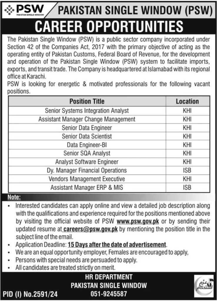 Latest Job Posts at Pakistan Single Window PSW 2024 2 Latest Job Posts at Pakistan Single Window PSW 2024