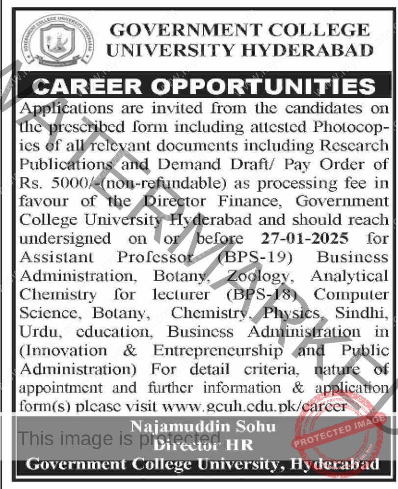 Latest Government College University Hyderabad Lecture Jobs 2024-2025 2 Latest Government College University Hyderabad Lecture Jobs