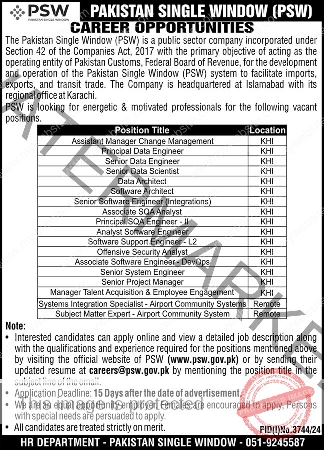 Latest Pakistan Single Window PSW New Recent Jobs 2024 2 Latest Pakistan Single Window PSW New Recent Jobs 2024