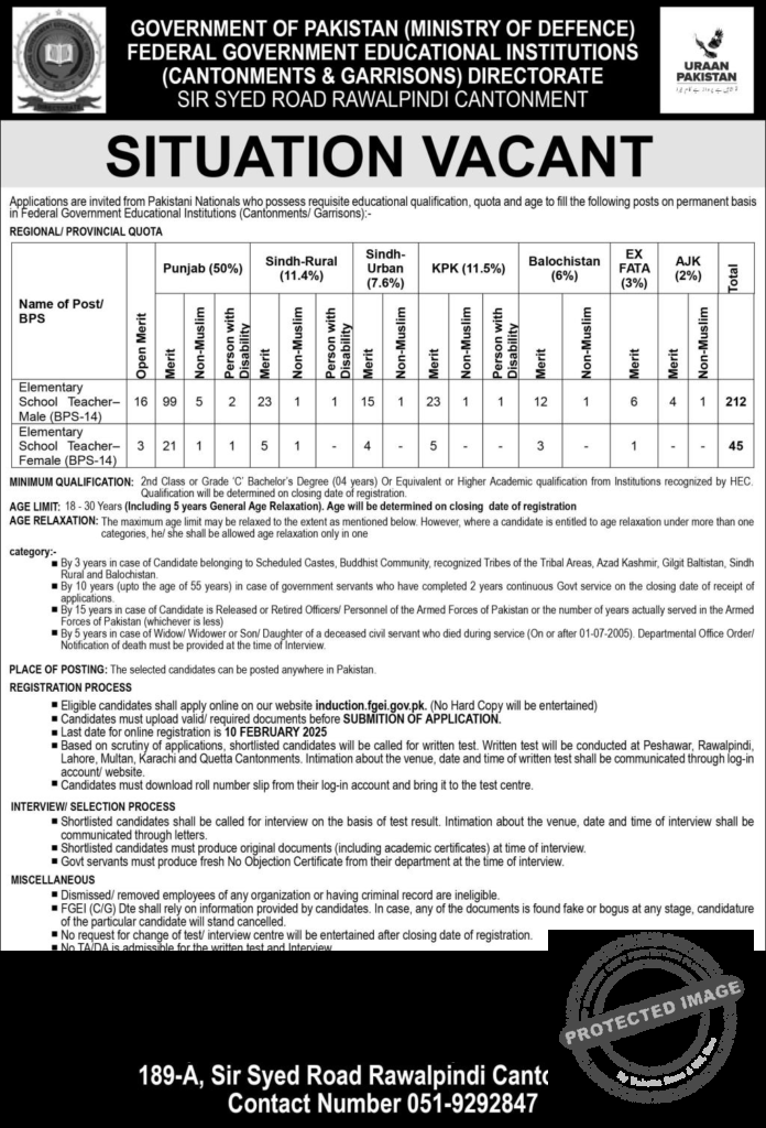Latest Elementary School Teachers Jobs in Federal Educational Institutions 2025 2 Latest Elementary School Teachers Jobs in Federal Educational 2025
